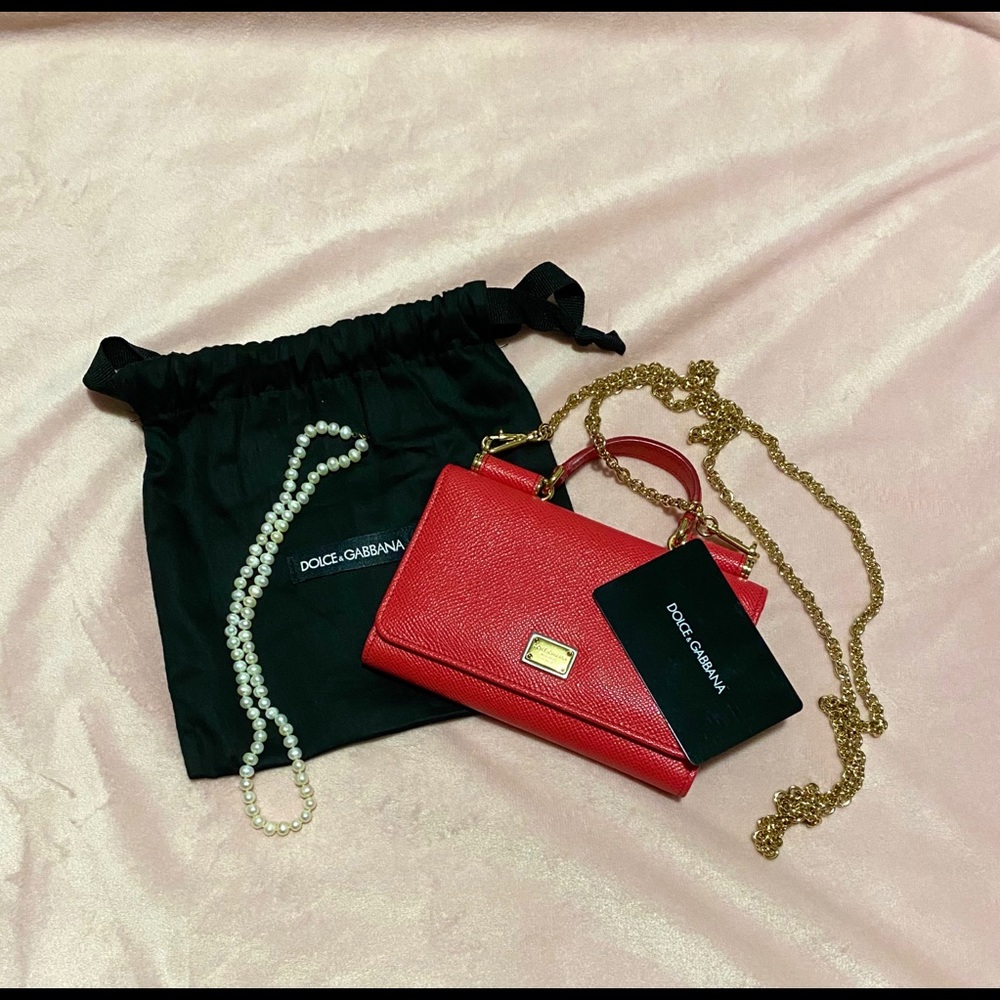 Dolce&Gabbana Mini Von Chain wallet -red